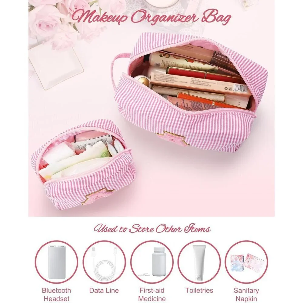 Initial Makeup Bag for Girls&Women,Personalized Make Up Case for Girlfriend Grad
